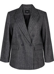 Blazer i ullblanding med lommer, Dark Grey Melange