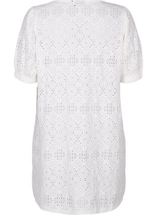 Zizzi Kort kjole med v-hals og hullmønster, Bright White, Packshot image number 1
