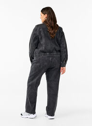 Løse jeans med avkortet lengde, Dark Grey Denim, Model